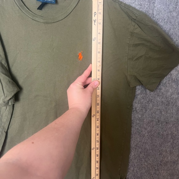Ralph Lauren Olive Green Short Sleeve Crew Tee with Orange Logo - Picture 4 of 7